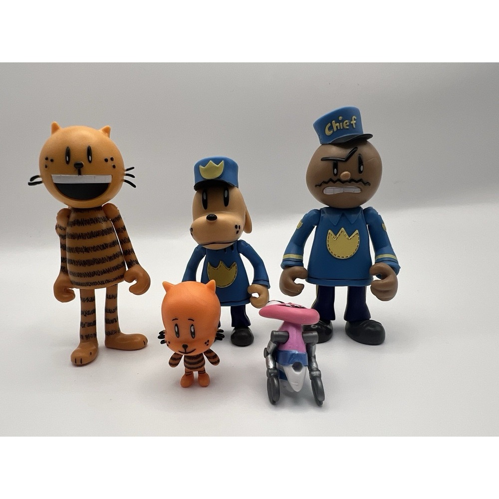 Dog Man Action Figures Set of 5 DreamWorks Jakks Flippy Lil Petey Chief Loose